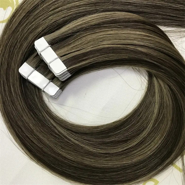 Wholesale human full cuticle tape in hair extensions Caramel blonde X436